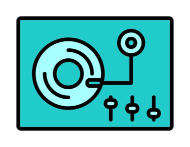 Basit vinil oynatıcı Turntable simgesi, vektör illüstrasyonu