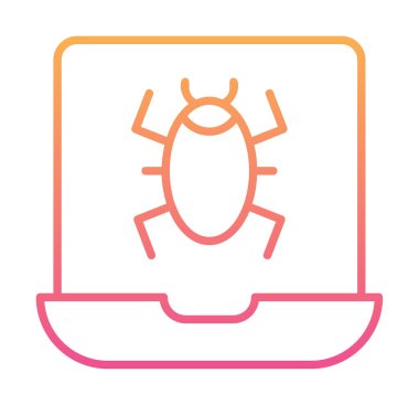 Virüs bulaşmış dizüstü bilgisayar web simgesi, vektör illüstrasyonu