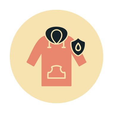 Su geçirmez kapüşonlu simge, vektör illüstrasyonu 