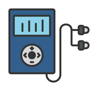 Kulaklık simgesi, vektör illüstrasyonlu Mp3 oynatıcı