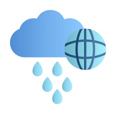 Dünya yağmurlu bir gün. Web simgesi basit tasarım