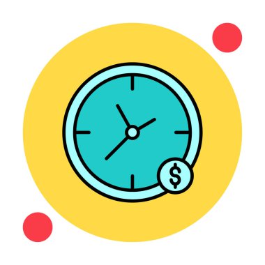 Zaman Para saat simgesi vektör illüstrasyonudur