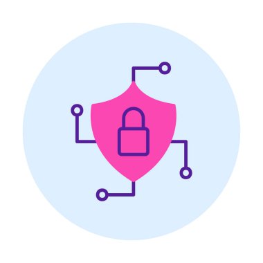 Asma kilit simgesi, vektör illüstrasyonlu güvenli kalkan