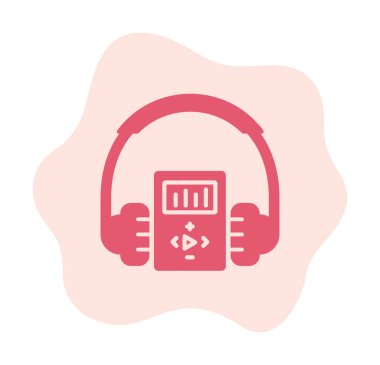 Düz kulaklık simgesi, web afişi, web ve mobil, bilgi grafikleri için vektör illüstrasyon kavramı.