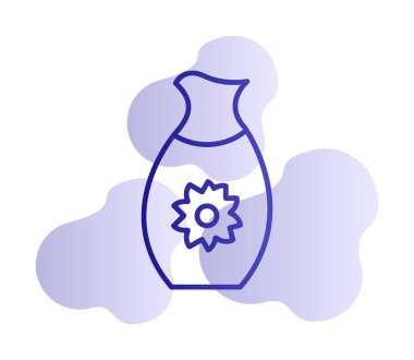 Vektör illüstrasyonu, sakeli kavanoz ikonu, Japon geleneksel alkol içeceği. 