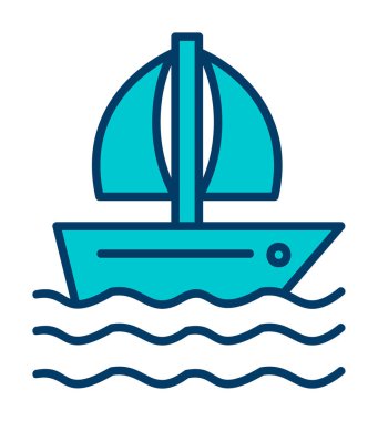 düz yelkenli ikonu vektör çizimi 