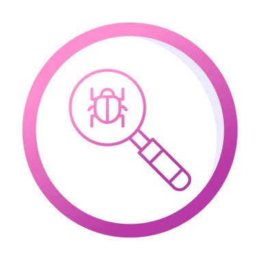 Böcekli büyüteç, virüs tespit simgesi, vektör illüstrasyon tasarımı 