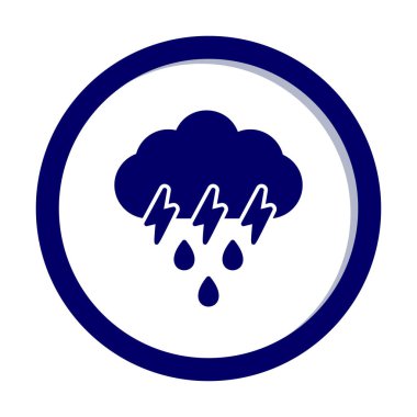 Gök gürültülü yağmurlu bulut sembolü, hava durumu ikonu, vektör illüstrasyonu 