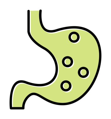 İnsan mide ikonu. Beyaz arkaplanda izole edilmiş web tasarımı için İnsan mide vektörü simgesi