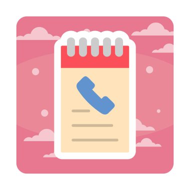 Beyaz arkaplanda telefon rehberi ikonu vektör çizimi