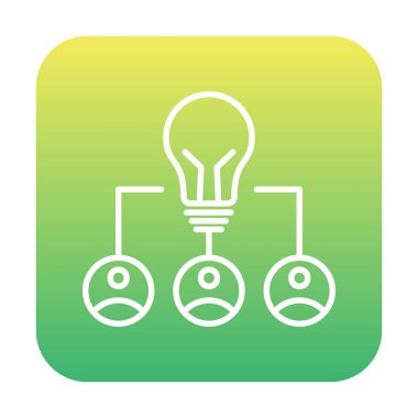 Takım Fikri, ampul ve iş dünyası ikonu, vektör illüstrasyonu