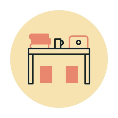 ofis masası simgesi, basit vektör illüstrasyonu 