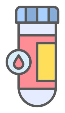 Kan testi tüpü ana hat vektör simgesi. Laboratuvar test sembolü, logo illüstrasyonu.