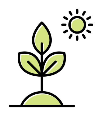 Biyoloji Bitki ana hatları simgesi beyaz arkaplanda izole edildi