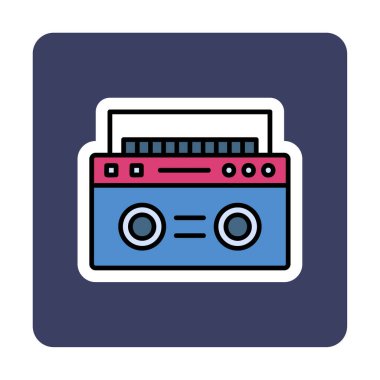 Boombox düz simgesi, vektör illüstrasyonu