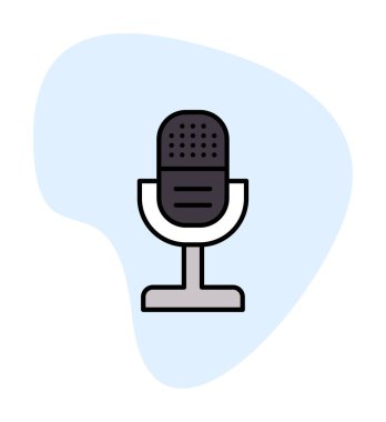 mikrofon simgesi uzun mavi arkaplanda izole edildi.