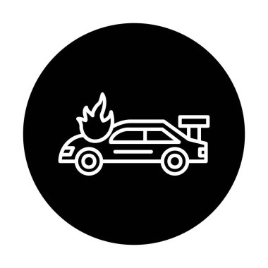 Yanan Araba ikon vektör illüstrasyonuName