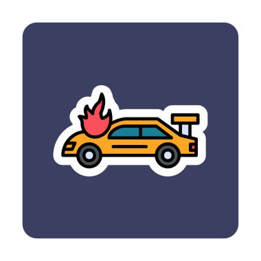 Yanan Araba ikon vektör illüstrasyonuName