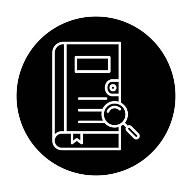 Büyüteç vektör çizimi olan bir kitap. Arama Kitabı kavramı                  