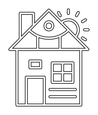 ev düz simgesi, vektör illüstrasyonu 