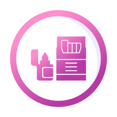 Sigara ve daha hafif ikonlu tütün sembolü, vektör illüstrasyonu 