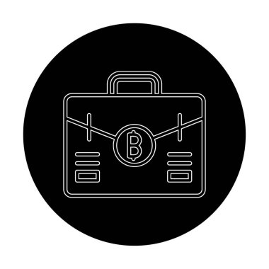 Bitcoin simgesi vektör illüstrasyonlu çanta 