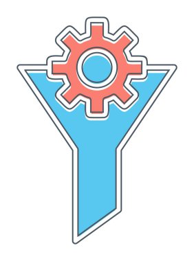 Vites simgesiyle filtre hunisi, vektör illüstrasyonu