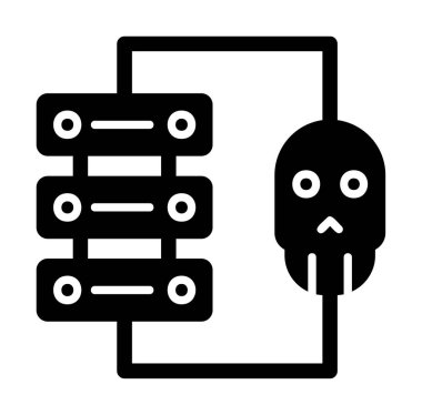 veri merkezi ve Hackleme simgesi illüstrasyonu