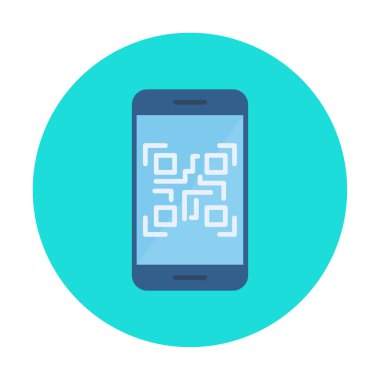 Akıllı Telefon Ekran Web simgesi Qr Kodu, vektör illüstrasyonu 