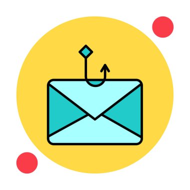 E- posta phishing satır simgesi. Mobil konsept ve web tasarımı için posta dolandırıcılığı stili işareti. Sembol, logo çizimi. Vektör grafikleri