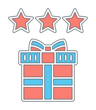 hediye ve Gözden Geçir vektör düz renk simgesi