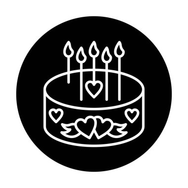 Mumlar ve kalpler ikon vektör illüstrasyon tasarımlı pasta