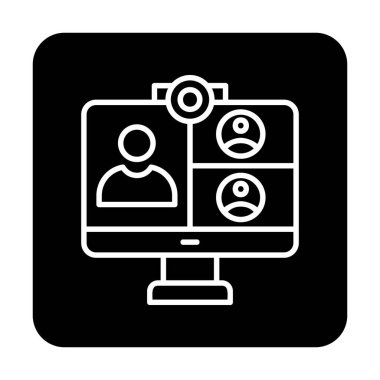 Basit çevrimiçi toplantı simgesi, vektör illüstrasyonu