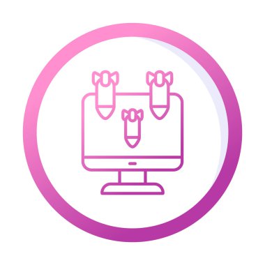 Dos hacker bombalı basit düz bilgisayar monitörü