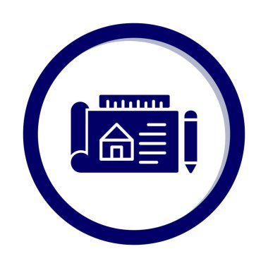 Basit Mimari Planı simgesi, vektör illüstrasyonu