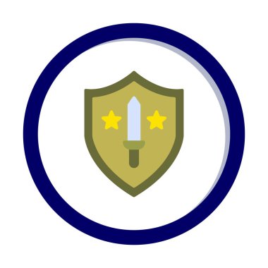 Kılıç vektör ağ simgesine sahip Askeri Kalkan, vektör illüstrasyonu 