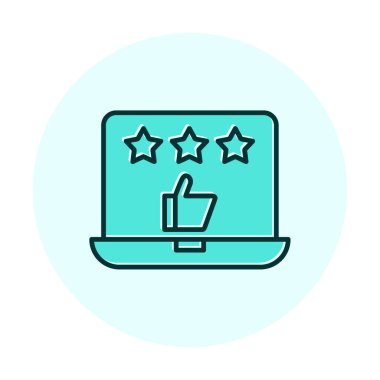 Geri besleme vektörü glifin düz simgesi. İyi İnceleme konsepti                    