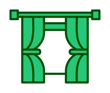 Tiyatro perdeleri simgesi, vektör illüstrasyonu 