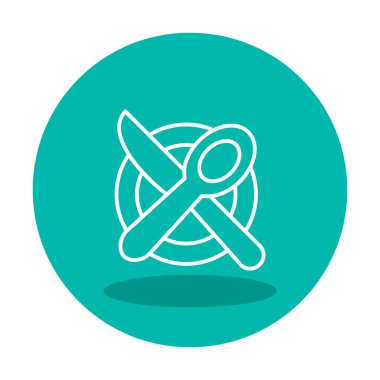 bıçak ve çatal tabakta, yemek ikonu, vektör illüstrasyonu  