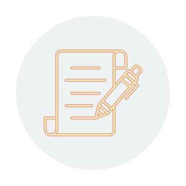 Kalem simgesi ve vektör illüstrasyonlu kağıt sayfası 