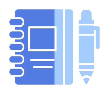 Çizim defteri ve kalem simgesi, vektör illüstrasyonu  