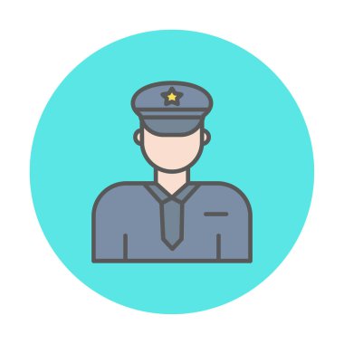 Üniformalı düz simgeli polis memurunun vektör çizimi