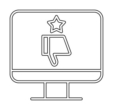 Kötü İnceleme simgesi, vektör illüstrasyonlu basit ekran