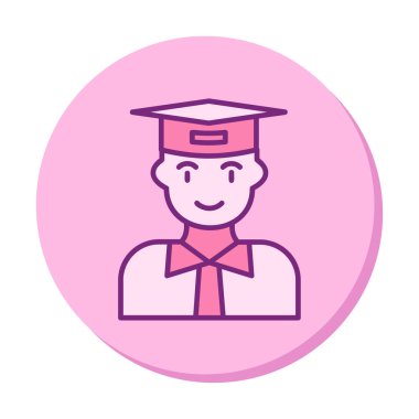 düz stil tasarım vektör illüstrasyonunda düz öğrenci