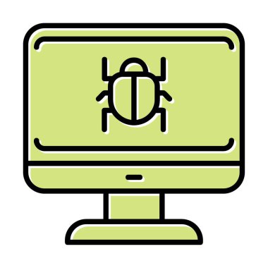 yazılım hatası düz simgesi, vektör illüstrasyonu, Sistem Virüsü 