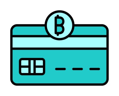 Bitcoin cüzdan simgesi, bitcoin simgesi olan kredi kartı, vektör illüstrasyonu 