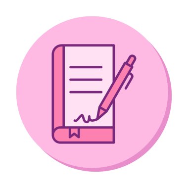 Basit Kitap İmzalama simgesi, vektör illüstrasyonu