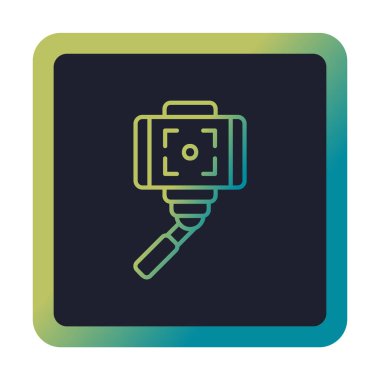 Akıllı telefon web simgesi, vektör illüstrasyonlu selfie çubuğu 