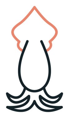 Beyaz arkaplanda mürekkep balığı vektörü simgesi 