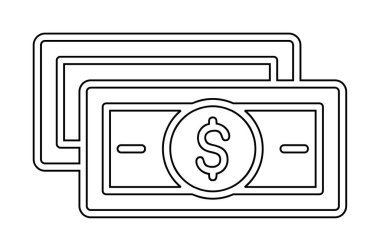 Dolar para çizgisi simgesi, vektör illüstrasyonu